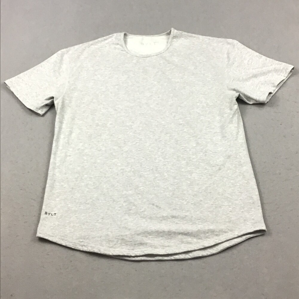 BYLT Shirt Men Extra Large Gray Heather Drop Cut Lux Performance Curved Hem